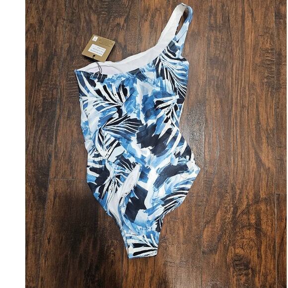 Nip Tuck Swimsuit Size 6 Blue White Multi Fit Cup Padded New - Picture 2 of 2